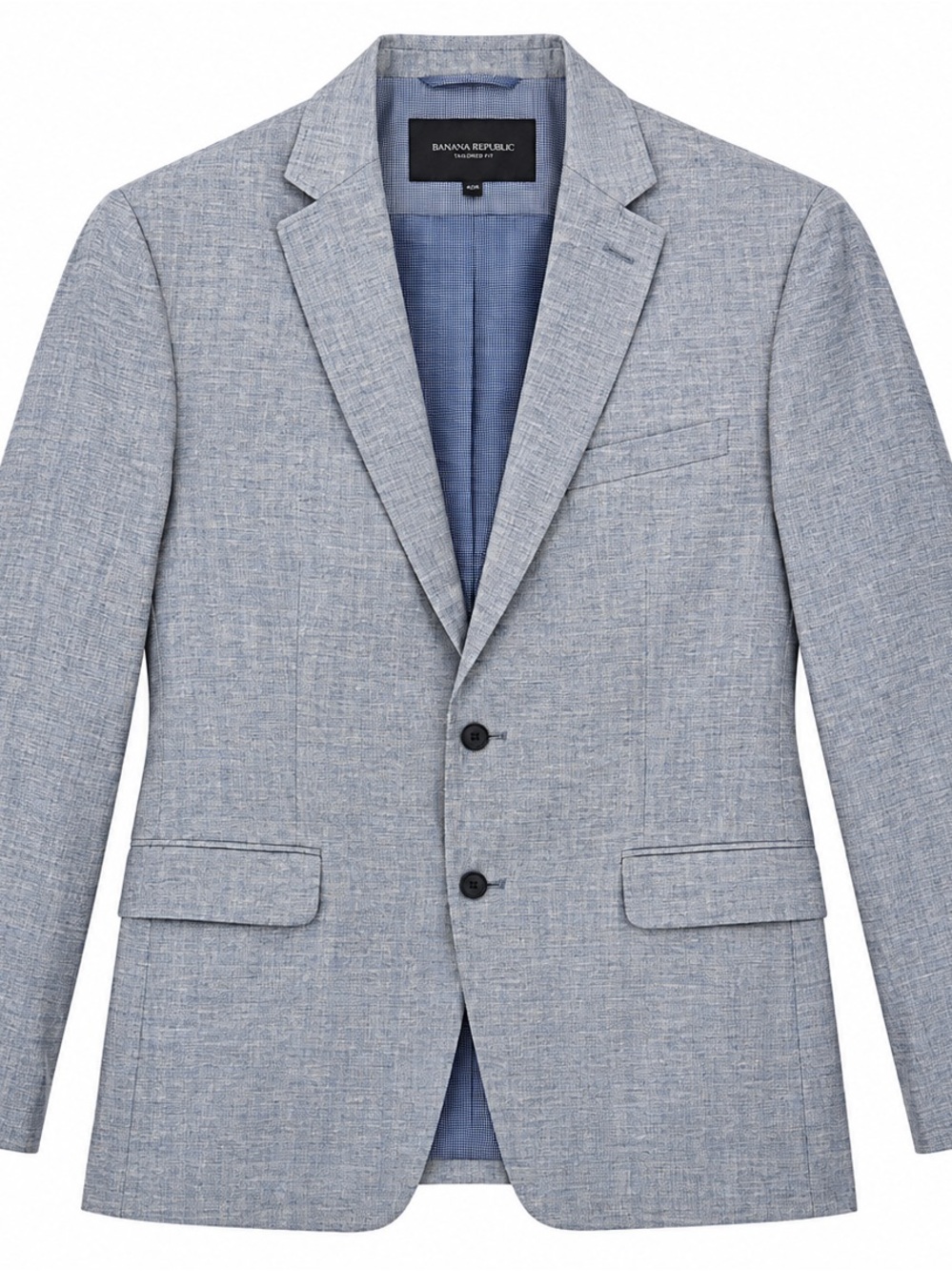 Banana Republic Light Blue Textured Linen-Blend Blazer
